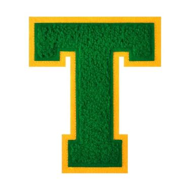 Imagem de 1 Patch de letra de chenille verde de 11,4 cm – Adesivos do alfabeto para roupas, jaquetas, mochilas, chapéus para decoração personalizada, nome personalizado e artesanato. (T)