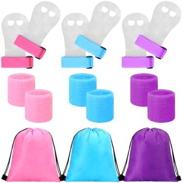 Imagem de Jenaai 9 peças de luvas de ginástica com alças de mão com cordão mochila para meninas, jovens, crianças, barra de ginástica, proteção de palma, barra, alças esportivas, suporte de pulso, bolsas de