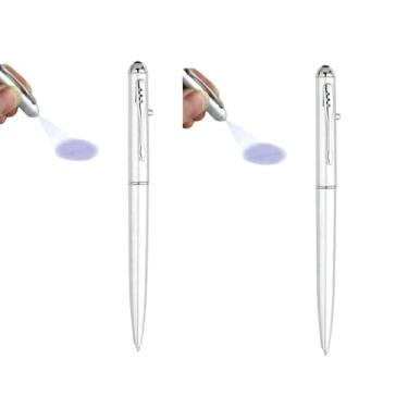 Imagem de 2 peças de caneta-da-dinheiro, canetas, detector de notas falsas para W/UV, luz LED, fácil de verificar, detector de dinheiro, damas, produtos de manuseio de dinheiro