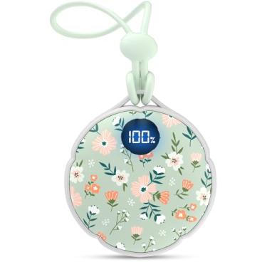 Imagem de FrSara aquecedores de mão recarregáveis, aquecedores de mão elétricos pendurados com 4000mah duram 10 horas, calor de 3 níveis com faixa, luz e display, presente para acampamento ao ar livre