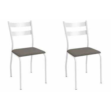 Imagem de Kit 2 Cadeiras De Cozinha Bali 2c141br Aço 2 Un Branco-linho Escuro - Kappesberg