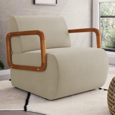 Imagem de Poltrona Decorativa Orgânica Living Kavya Veludo Bege - Desk Design
