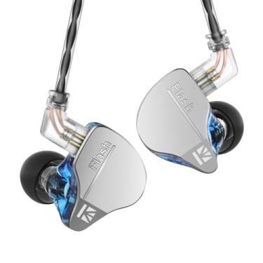 Imagem de keephifi Fones de ouvido KBEAR Flash In Ear Hi-Fi, Dual Drviers híbridos com capa de liga de alumínio CNC de cinco eixos, fones de ouvido com fio destacável 2PIN-C 2 m cabo (azul, sem microfone)