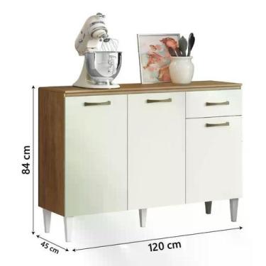 Imagem de Balcão De Cozinha 3 Portas C/ Tampo 1,20m Aurora - Aramoveis, Atacama 