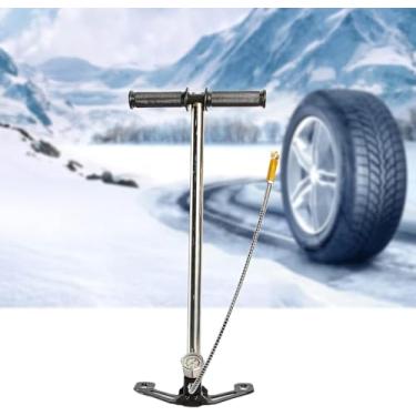 Imagem de Bomba manual de alta pressão 30 MPA 4500 psi, enchimento de rifle de ar, três estágios, inflador de pneu de carro dobrável de aço inoxidável para cilindro de gás