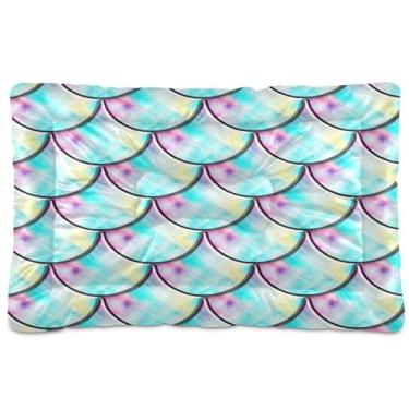 Imagem de Wassud Cama de cachorro azul gradiente para cães pequenos, lavável, impermeável, para viagem, para animais de estimação, portátil, com fundo antiderrapante para ambientes internos e para dormir, 45 x