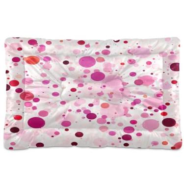 Imagem de Wassud Cama de cachorro com bolinhas fofas para cães pequenos, lavável, impermeável, para viagem, tapete portátil para gatos com fundo antiderrapante para ambientes internos e para dormir 45 x 61 cm