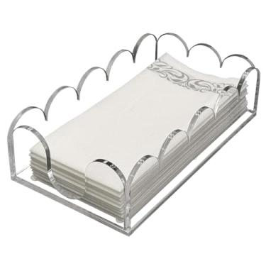 Imagem de Suporte de guardanapo de toalha de hóspede acrílico, bandeja de armazenamento recortada de papel transparente, toalhas de mão descartáveis para casamentos, hotéis, cozinha, banheiro, festas e