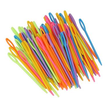 Imagem de Naroote Agulhas de Costura de Plástico Brilhante para Ponto Cruz e Artesanato, Agulhas de tricô Grandes para Olhos, 100 Peças para Iniciantes e Especialistas