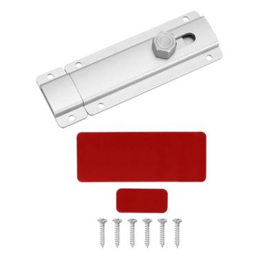 Imagem de PATIKIL Trava de ferrolho de porta deslizante de 9,9 cm, fecho de cadeado de segurança de liga de alumínio, travas de trava de ferrolho com parafusos para janela de porta de banheiro de garagem de