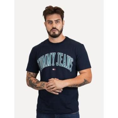 Imagem de Camiseta Tommy Jeans Masculina Regular Varsity Arc Azul Marinho-Masculino