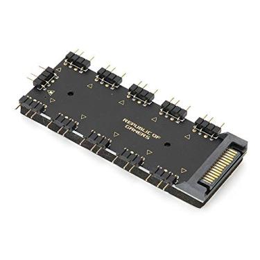 Imagem de Cryfokt Cabo Divisor de Hub de 10 Vias RGB para Ventiladores de Escurecimento de Expansão de Resfriamento de CPU de PC, Preto, 50 Cm, 1 X Cabo de Conexão, Fixação Adesiva, Fiação Traseira para (5V