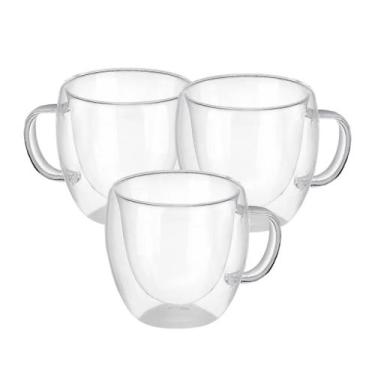 Imagem de Kit de Xícara Café Vidro Fundo Duplo Expresso Chá Peças Luther Home, 3