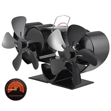 Imagem de Ventilador de Fogão a Energia Duas Fontes Calor com 10 Lâminas Operação Silenciosa para Lenha Queimador Pellets e Distribuição Eficiente Economia Comb