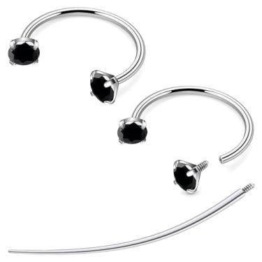 Imagem de Tkzndnm F136 titânio 20/18/16/14g 8/10/12 mm 10 cores CZ ferradura nariz orelha septo piercing joias cartilagem tragus helix daith brincos para mulheres homens, 14g*1/2in-12mm, Metal, Zircônia cúbica