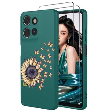 Imagem de FollmeAir Capa para Motorola Moto G 5G 2025/2026 com 2 películas protetoras de tela, silicone líquido macio, antiarranhões, à prova de choque, capa floral Moto G Play 2026 (girassol, Moto G 2025/2026)