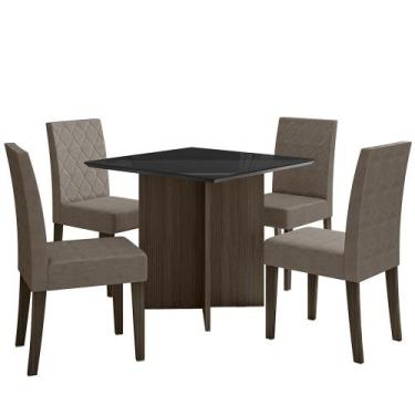 Imagem de Kit Mesa de Jantar Helo Com Vidro 90x90 com 4 Cadeiras Jade - Poliman,
