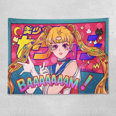 Imagem de Tapeçaria Sailors Moons Wall Room Aesthetic 100x70cm, microtecido