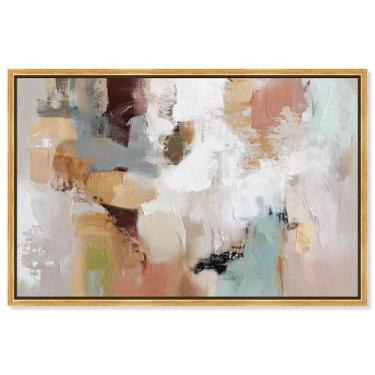 Imagem de Arte de parede abstrata com impressão em tela de alabastro e argila I por Art Remedy, moldura dourada, 61 x 40 cm