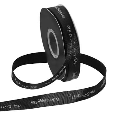 Imagem de PATIKIL Fita de gorgorão personalizada, 65/81 cm x 40 metros, fita de poliéster perfeita para festas de fim de ano, decoração de casamento, embrulho de presente, preta