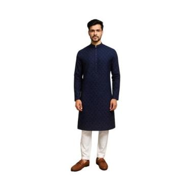 Imagem de Camisa Masculina De Estilo Étnico, Manga Longa, Ajuste Slim, Gola Alta