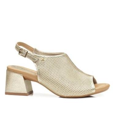 Imagem de Sandália Pegada Feminina em Couro Ouro 234305-05-Feminino