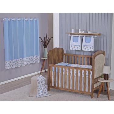 Imagem de Enxoval Bebe Kit Berço Americano Cortina Algodão Menino