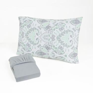 Imagem de Jogo de Cama Solteiro com Lençol de Elástico - Malha 100% Algodão, Confortável e Prático para Quartos Domésticos com Estilo Simples (Papiro cinza)