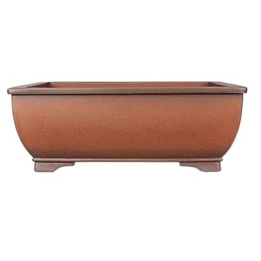 Imagem de URGDWEKJY Vaso de flores de 38 cm de argila roxa bonsai vaso de flores feito à mão roxo vermelho argila retangular vasos de plantas verdes vasos de plantas