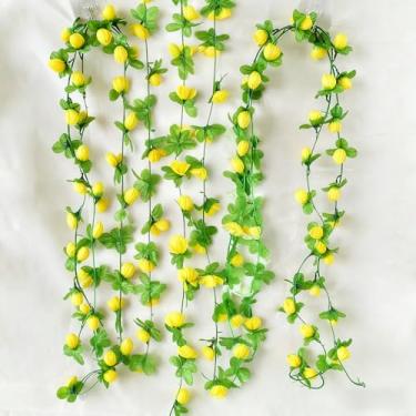 Imagem de 228,6 cm 33 cabeças de videira rosa artificial para cobrir cachimbos, guirlanda realista de flores falsas para esconder unidades AC decoração suspensa no teto (amarelo)