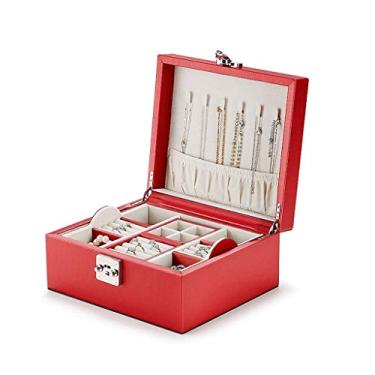 Imagem de Caixa de armazenamento de joias organizadora de couro porta-joias caixa de armazenamento bandeja de exibição (cor: D) (desenho de dinossauro branco 4) (desenho de dinossauro branco 4)