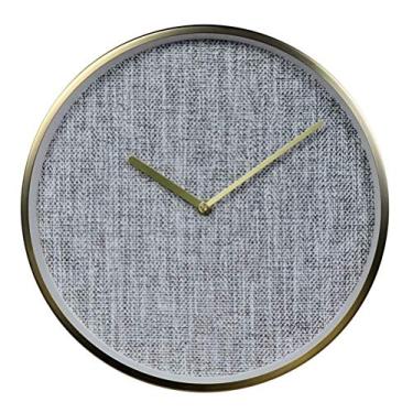 Imagem de U5GAAALPPQ9 Relógios de parede estilo simples algodão linho mudo relógio de parede fosco revestimento de cobre e relógio de parede para escritório em casa, sala de estar, decoração de quarto 30 cm (A)