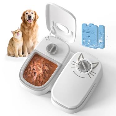 Imagem de NeatenWise Alimentador automático de 2 refeições para gatos – Dispensador refrigerado de ração úmida para gatos 48H com 2 pacotes de gelo para filhotes e gatinhos em iogurte e enlatados (extra grande)