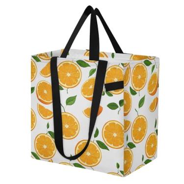 Imagem de SEHANY Sacolas de compras reutilizáveis de verão limão com alças reforçadas, bolsa de compras de lona dobrável à prova d'água de grande capacidade para viagem, cozinha, praia