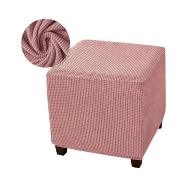 Imagem de Capa Elástica De Fleece Polar Para Puff Quadrado, Protetor De Móveis -