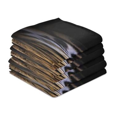 Imagem de Wassud Toalhas de cozinha com cabeça de tigre preto pacote com 6 panos de prato macios com laço para pendurar toalha de mão de secagem rápida super absorvente toalhas de chá de mesa decorativas 71 x