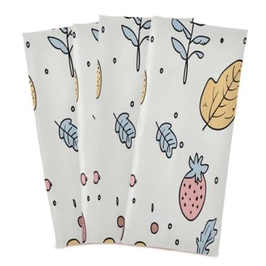 Imagem de Wassud Toalhas de cozinha desenhadas à mão elementos florestais panos de prato de cozinha pacote com 4 panos de prato macios com laço para pendurar toalha de mão de secagem rápida super absorvente