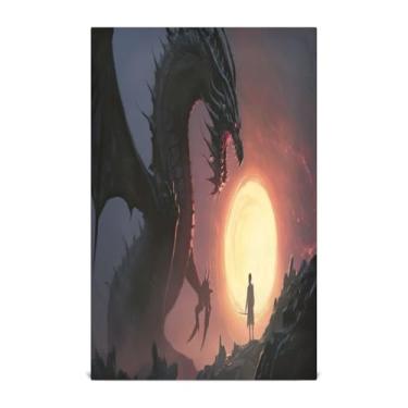 Imagem de Wassud Toalhas de cozinha grandes dragão de fogo preto panos de prato de cozinha 1 pacote panos de prato macios com laço para pendurar toalha de mão de secagem rápida super absorvente toalhas de chá