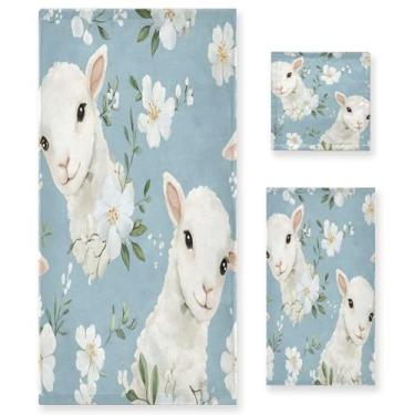 Imagem de xigua Lindo conjunto de toalhas de banheiro de ovelhas bebê absorvente macio 3 peças toalha de banho toalha de mão toalhas decorativas para banheiro, academia, hotel, praia, piscina