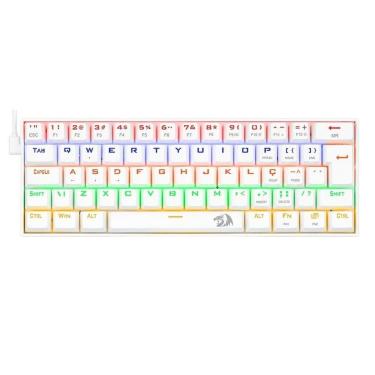 Imagem de Teclado Mecânico Gamer Redragon Lakshmi Lunar White,Rainbow, Switch Blue, Layout 60%,ABNT2, -K606W-R-Unissex