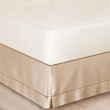 Imagem de Saia Cama Casal Padrão Box Cáqui