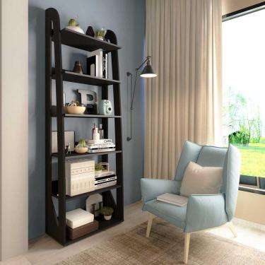 Imagem de Estante Floripa Para Livros Preto 5 Prateleiras E 1 Nicho