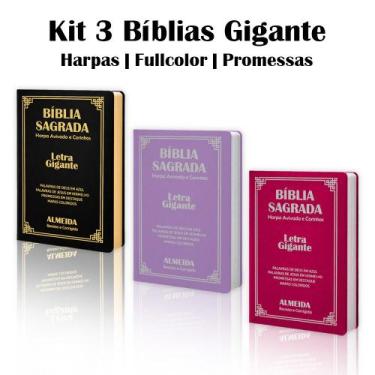 Imagem de Kit 3 Biblias Sagrada Letra Gigante - Palavras de Jesus em Vermelho - 