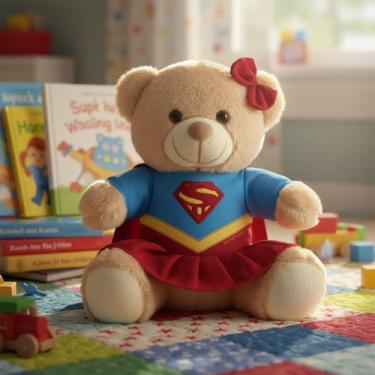 Imagem de Bichinho Pelúcia Fantasia Super Ursa 30cm - Toybrink, Super ursa