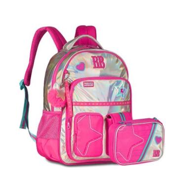 Imagem de Kit Mochila De Costas e Estojo Rosa 17,5 RB27020 - Rebecca Bonbon