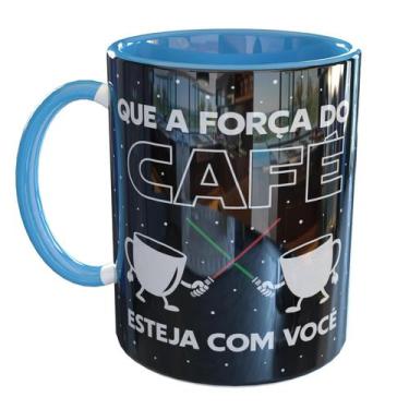 Imagem de Caneca Porcelana Que a Força do Café esteja Você - Pense Canecas, Azul