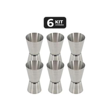 Imagem de Kit 6 dosador inox duplo de bebidas medidor 50/25ml - Chef Line