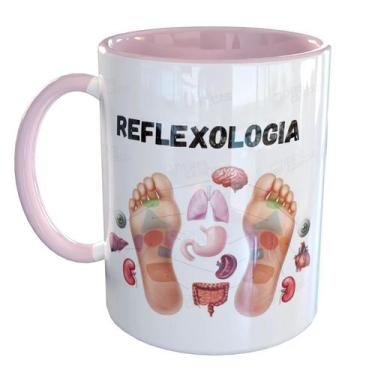 Imagem de Caneca Porcelana Reflexologia - Pense Canecas, Rosa Claro