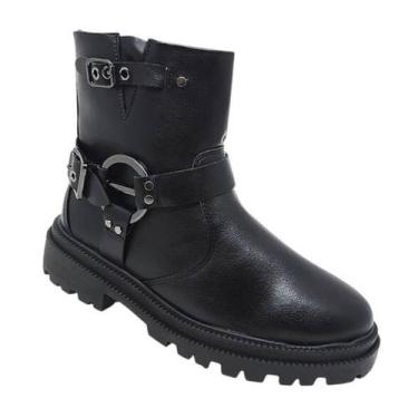 Imagem de BOTA FEMININA FIVELA Coturno 2561132 RAMARIM Preto Tratorado, 37, Pret