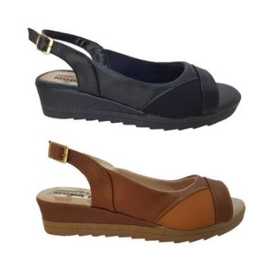 Imagem de Kit 2 Pares Sandália Anabela Super Conforto Moda Pé 01-Feminino